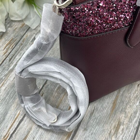 Kate Spade Flash Glitter Satchel Hand Bag Crossbody Purse - Picture 7 of 8